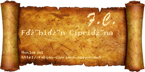Fábián Cipriána névjegykártya